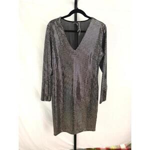 Love University Women's Silver Sequin Party Dress XL